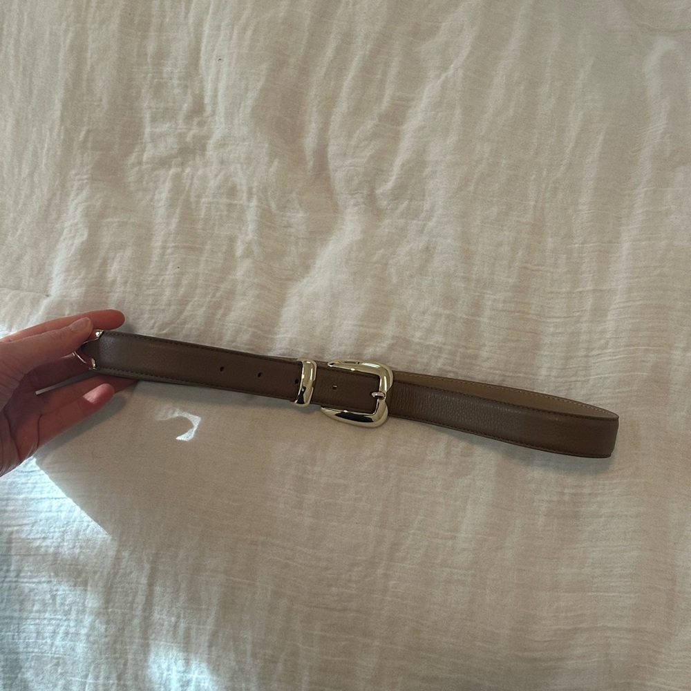 NWOT B-Low the Belt Marc Belt Brown Taupe Leather Belt with Gold Accents - Picture 4 of 12